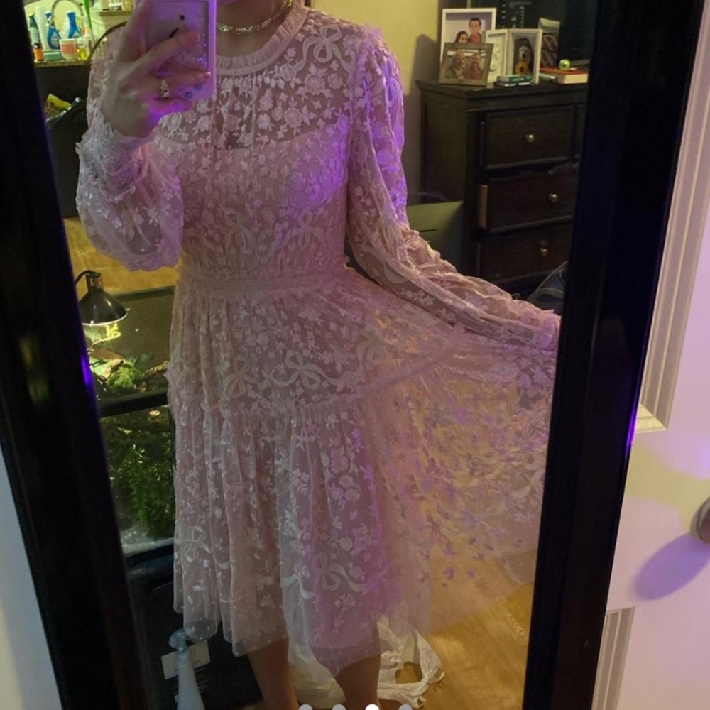 Needle and thread pink lace dress